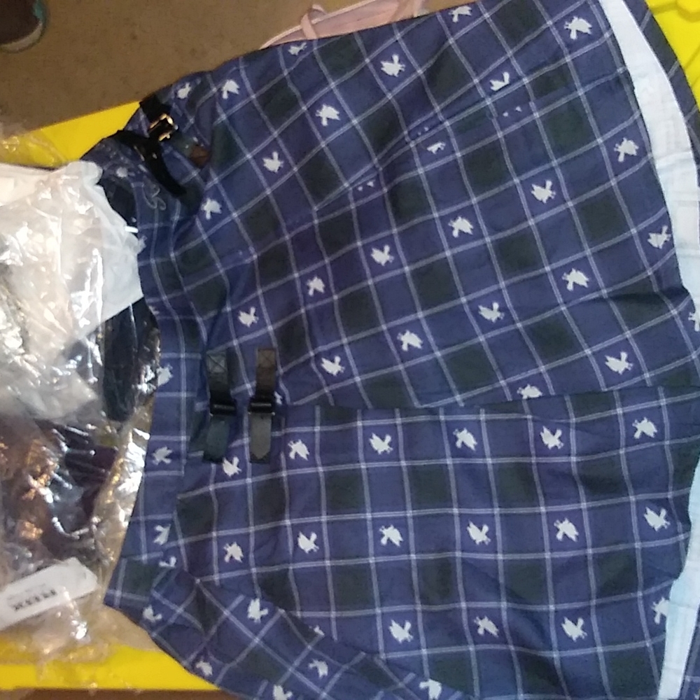 Blue plaid buckle skirt